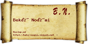 Bekő Noémi névjegykártya